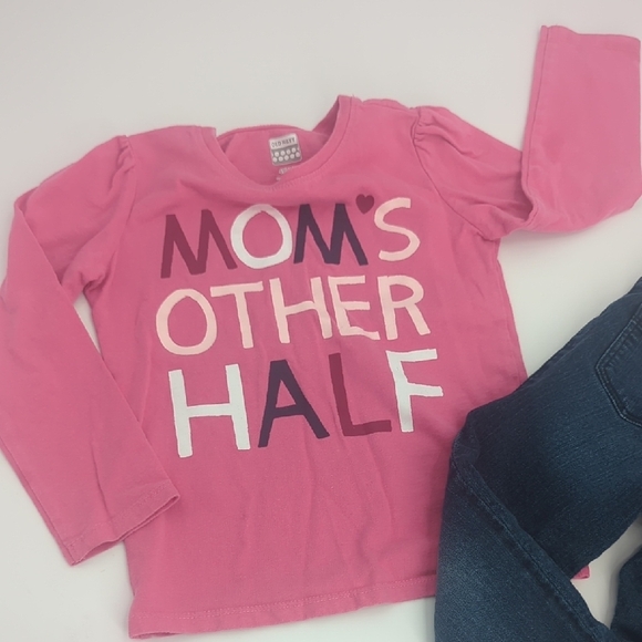 Pink Graphic Long Sleeve Shirt and Blue Jeans Set - Picture 6 of 7